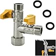 WENRERO 3 Way Shower Diverter Valve Switch Valve, G1/2" Solid Brass Shower Arm Diverter Valve T-Diverter Universal T-Adapter Valve Replacement T-Piece Water Distributor for Bathroom Toilet Kitchen
