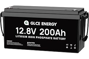 GLCE ENERGY LiFePO4 Batterie 12V 200Ah, 2560Wh Lithium Akku, Verbessertes 200A BMS,4000~15000+ Mal Tiefzyklus und BMS Schutz, für HeimSolaranlage, Camping, RV, Boote