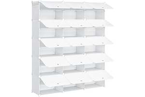 HOOBRO Schuhregal mit 15 Fächern, Schuhschrank, für 54 Paar Schuhe, 40 x 30 x 30 cm pro Fach, schmal, mit Türen, Kunststoff, für Wohnzimmer, Schlafzimmer, Flur, Eingang, Weiß EWT310SC01