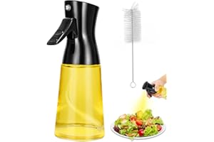 Toaren Pulverizador Aceite Spray,Vidrio Spray Aceite Cocina con Cepillo,180ml Aceitera Spray Antigoteo,Vaporizador Aceite para Freidora Aire,Rociador de Aceite Potente,Amplio Alcance para Barbacoa
