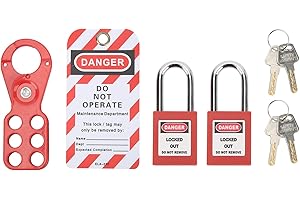 Sonew Elektrisches Lockout Tagout Kit, Lockout Tagout Schlösser Set, Sicherheitsvorhängeschlösser, mit Sicherheitsbügel Vorhängeschloss, Lockout Tag Schlüssel,(1in/25mm Bügel)