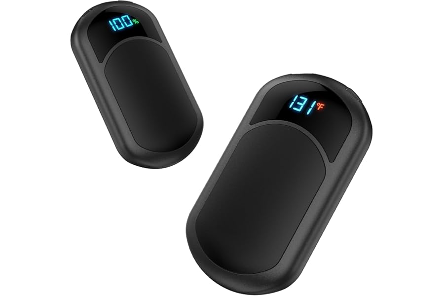 Hand Warmers 2-Pack, 6400mAh Rechargeable Hand Warmers, 3 Heat Settings, Up to 13Hrs, Ultra Thin Portable for Pocket Gloves Outdoor Sports, Winter Essentials for Men,Women.