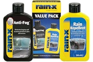 Rain-X Rain Repellent & Anti-Fog Treatment Value Pack - Hydrophobic Formula for Clear Visibility and Fog-Free Windscreen - Ideal for Car Windows & Interior Mirrors - 200ml x 2