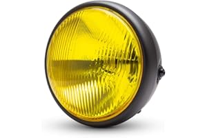 ALCHEMY PARTS Motorbike Headlight 7.7-Inch 196mm Universal Matt Black Steel | Timeless Design for Scramblers, Cafe Racers | 55W H4 Bulb | Ideal for Retro Café Racer, Roadster and Street Bike (Matt Black)