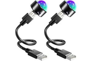 Lamptobe LED Car Roof Atmosphere Light, Mini Disco Lights USB Plug Decorative Star Night Light Projection, 3 Colours & 7 Effects Romantic Auto USB Party Light for Camping and RV Car Ceiling (2 Pack)