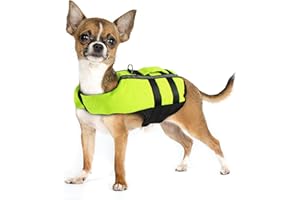 NAMSAN Dog Life Jacket Portable Inflatable Life Vest for Small Dog with Reflective Stripe Safety Handle Puppy Flotation Jacket Adjustable Pet Buoyancy Aid, Green-S