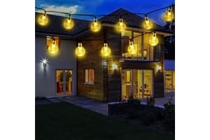 FOHIL Catena Luminosa Solare, 11M 60 LED Luci Solari Esterno con 8 Modalità, IP65 Impermeabile Lucine da Esterno/Interno Decorative per Festa, Giardino, Natale, Halloween, Patio, Cortile (Bianco Caldo)