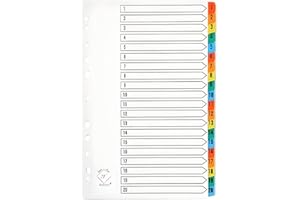 QCONNECT EU A4 1-20 Multi-Coloured Tabbed Dividers (Pack of 5)