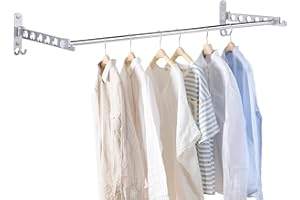 JOLY FANG Étendoir Mural, Cintre Mural Support de Séchage, Rotation 90° Porte-vêtements Pliable Mural, pour Balcon, Salle Bains, Hôtel (Argent, 2)