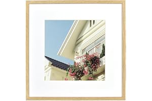 Atryinous Cadre photo en bois - 25 x 25 cm - Avec verre Acrylglas - Avec passe-partout - Pour photos de 15 x 15 cm - À suspendre verticalement ou à suspendre - Pour photos/affiches/collage