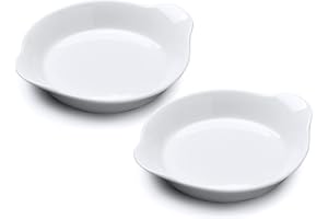 WM Bartleet & Sons 1750 TSET146 Set of 2 Traditional Porcelain Round Gratin, Cooking and Baking Dishes, 15cm – White