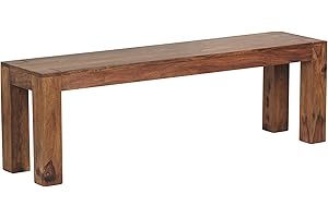 ‎FINEBUY MÖBEL ZUM WOHLFÜHLEN FineBuy Esszimmer Sitzbank Massiv-Holz Sheesham Holz-Bank Natur-Produkt Küchenbank im Landhaus-Stil Größe wählbar Braun