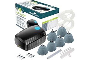 AllPondSolutions Outdoor Koi Fish Pond Air Pump Kit Air Stones Included, Air Hose, Return Valve