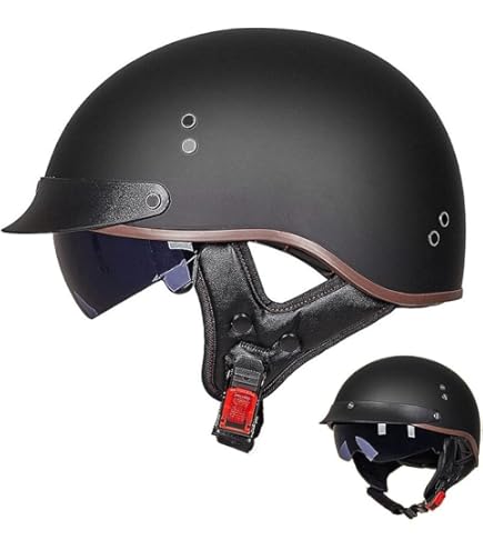 Uueybsg Retro Motorrad-Halbhelm (Jethelm) – ECE/DOT Zertifiziert, Mit Verstellbarem Riemen, Für Cruiser & Roller
