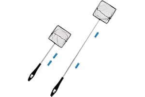 ANNCHILIO Kescher Aquarium, Aquarium Kescher mit Teleskopstiel, aus rostfreiem Stahl, zum Fangen von kleinen Fischen und Garnelen und zur Reinigung des Aquariums, Teleskop 31-61cm