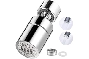 PAEFIU 360° Wasserhahn Aufsatz Schwenkbar, M22/M24 Drehbare Wassersparer Verlängerung, Perlator mit Zwei Strahlarten, Strahlregler Wasserhähne für Küche Bad Aufsatz
