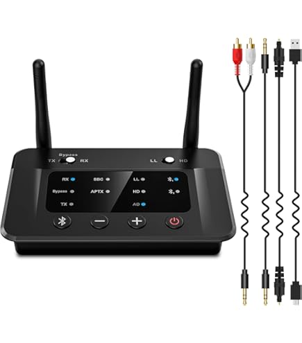 1Mii Adaptateur Bluetooth 5.3 Pour 2 écouteurs/Airpods, Récepteur émetteur Bluetooth Adaptatif Et à Faible Latence AptX, émetteur Audio Sans Fil Jack 3.5 Pour TV/système Stéréo/Salle De Sport/Voiture