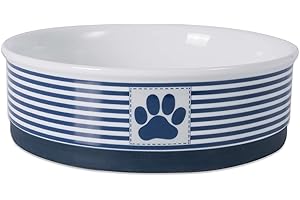 Bone Dry Paw & Patch ceramiczna kolekcja dla zwierząt domowych, duża miska, 19 x 6 cm, morski niebieski
