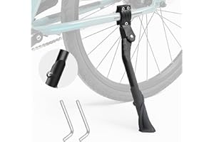VidFair Bike Kickstand Adjustable Bike Stand Foldable Height Mountain Bike Stand Universal Road Bicycle Side Stand With Hexagon Allen Keys Suitable for Kids Adults 24-29 Inches Wheels Black