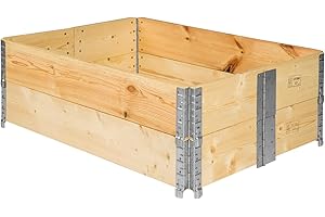 TecTake® Raised Garden Bed with Stackable Frames in Fir Wood, Foldable Raised Bed with Robust Steel Hinges for Easy Storage, Ideal Wooden Planter for Flowers, Vegetables, Fruits & Herbs - 2 x Frames