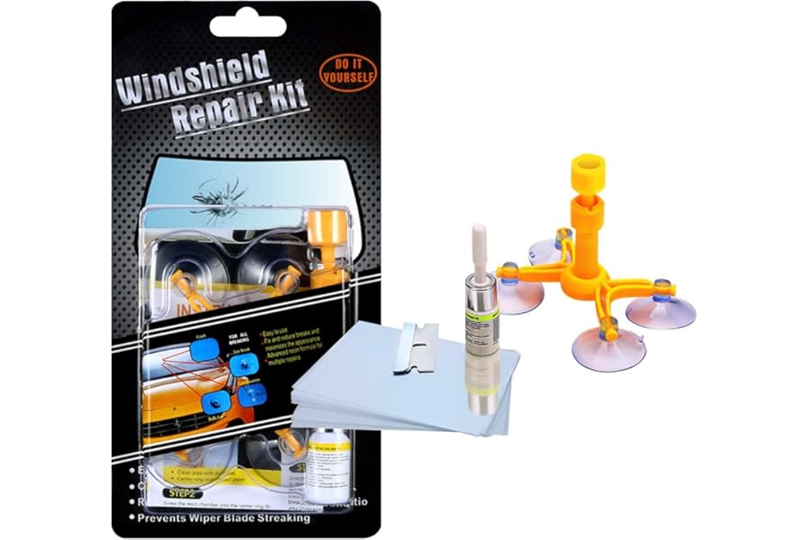 Manelord Car Windscreen Repair Kit for Chips and Cracks, Bulls-Eye, Spider Web, Star-Shaped, Nicks, Half-Moon Crescents