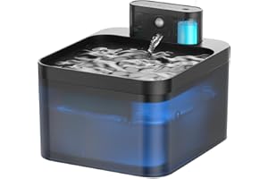Fuente para Gatos, VinDox 2.2L Fuente para Gatos Sin Cable, Fuente Gatos Sensor de Movimiento, 2600mAh Fuente con Batería Bomba de Agua Silenciosa con LED y Filtro de Carbón Activado, Negro