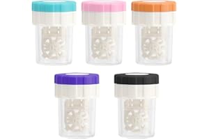 APOMOONS Pack of 5 Contact Lens Containers, Mini Contact Lenses Case with Baskets, Manual Rotating Contact Lenses Container, Storage, Cleaning Machine, Portable for Home, Travel (4.7 x 3.7 cm)