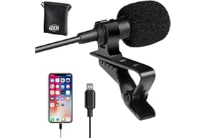 iZEN 2M/6.5ft Mini Lapel Lavalier with clip on Microphone for any iPhone 8/X/XS/XR/11/12/13 and iPad Lapel Omnidirectional Condenser Mini Lavalier Mic iPhone Microphone for Recording on iOS devices