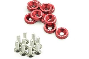 ANNA822 Aluminium 10x eloxiert M6x20 Unterlegscheiben & Schrauben Motor Autozubehör(Rot)