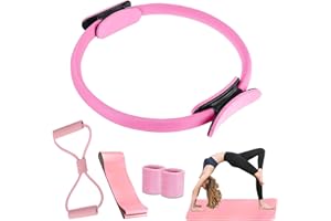 PDDENALITY 5 PCS Pilates Equipment Set, Suitable for Women Home Pilates Kit for Women, Anti Slip Improves Leg Fitness Resistance Bands Very Suitable for Home Exercise and Fitness (Pink)