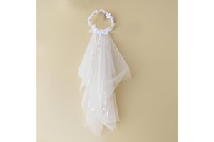 TUKEVA Couronne blanche - Voile de mariée - Voile de fleurs - Couronne de mariée - Bandeau - Accessoire de cheveux pour mariée, demoiselles d'honneur, fête à thème (blanc)
