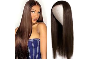 Weeybay Parrucca Donna Capelli Veri Umani Straight 4X4 Human Hair Wig 150% Density #4 Brown Wig Free Part Glueless Wig Dark Brown Color Real Unprocessed Virgin Hair Parrucche 12 Inch