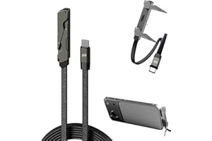 Caricatore invisibile 2in1 per telefono, 2M Caricatore Telefono Laterale, Ricarica Rapida 240W, Caricatore Laterale Tipo C con supporto per telefono integrato, per smartphone, tablet, giochi e ufficio