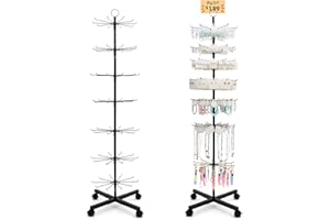 ANBOXIT Estante de exhibición para minoristas, estante de exhibición giratorio para eventos y tiendas de joyería, 7 niveles movibles y ajustables, 1 unidad, color negro