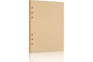 MAFEIGU A5 Kraft Refill Paper - Unlined 100GSM Thick 6-Hole Loose Leaf Inserts for Ring Binder Journal Notebook, 80 Sheets/160 Pages