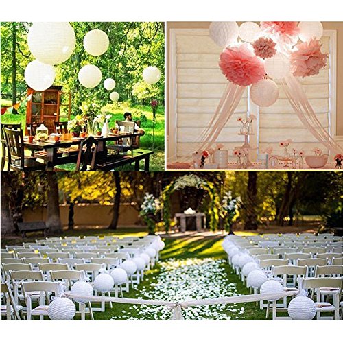 BAYTTER® 10x Lampenschirm Papier Papierlaterne Lampions Papierlampe Laterne Dekoration für Ballon Garten Party weiß drei Größen wählbar (30cm) - 6