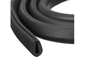 sourcing map U Channel Edge Trim, 6.6ft Length Rubber Guard Seal Strip Edge Protector Round Type Fit for 2.5-3mm Edge, (9/32" W x 25/64" H) Black