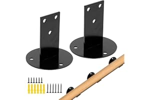 LETUXAAMZ Soporte Para Pasamanos, Soportes Pasamanos Accesorios para Pared, Barandillas Escaleras Maderapara Barras de Pasillos Interiores y Exteriores, Colgador Pared - Negro, 2 Piezas