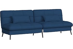 COMHOMA canapé Convertible en Peluche, canape 3 Places, Style Moderne, pour Salon, Appartement, Petit Espace,Pieds en métal 174 * 51 * 72cm, Bleu