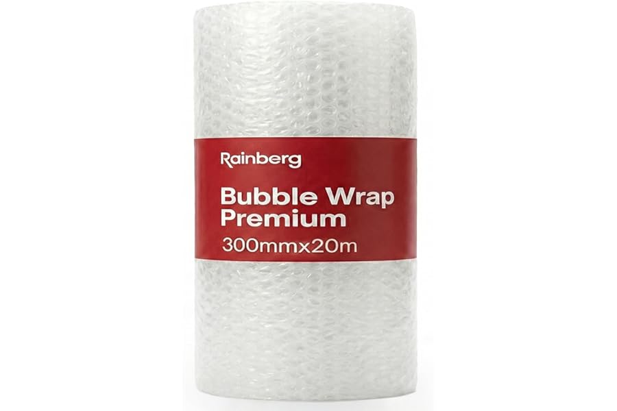 Rainberg 300mm x 20m Heavy Duty Bubble Wrap Roll, Air Bubble Premium Quality Protection for Packaging, Storage, Fragile Items, Moving House Essentials, Recyclable & Eco-Friendly