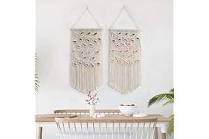 BMIDRUT Arazzo da appendere in macramè, stile bohémien, tessuto a mano, acchiappasogni, decorazione artistica da parete, decorazione da parete per la casa, 40 x 80 cm