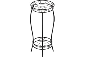 Sepikey Hoher Pflanzenständer aus Metall, 2 Stufe Rund Blumenständer für Innen- und Außenbereich, Blumentopfhalter für Garten, Innenbereich, Balkon Dekoration, 69 x 32 cm, Bronze