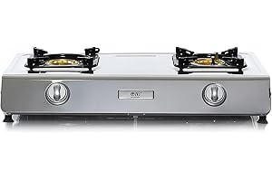 NJ THE RIGHT CHOICE NJ NSD-2 Cocina de Gas Portatil - 2 Fuegos Hornillo para Interior GLP 7.2 kW
