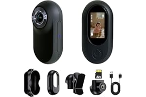 Frelisty Bodycam Körperkamera Mini mit 32GB Speicherkarte, 26g Tragbare Bodycam, Mini Action Cam, Vielseitig POV Kamera für Motorrad, Fahrrad, Outdoor(Schwarz)