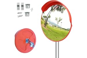 DYUEE Convex flexible traffic mirror 30Cm Road Safety Mirror Outdoor Security Reversing Wide Angle Blind Spot Mirror for Garage Traffic Driveways Courtyard Warehouse with Bracket for 5Cm Pole