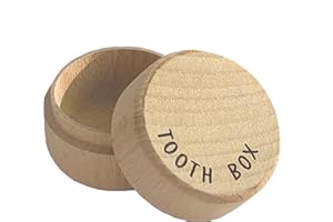iLamvie 1 boîte à dents de bébé en bois, boîte à dents de bébé utilisée pour stocker les dents de bébé petit cadeau parfait,pour garçons et filles(pattern de lettre)