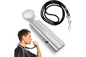 AFCJLTO 1 Pièce Sifflet de Survie,Sifflet d'urgence,Double Tubes Sifflet Secours Avec Porte-clés,Sifflet Haute Décibel pour Camping,Voyage,l'entraînement,Arbitre