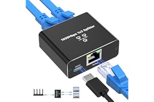 NEUTYPECHIC Switch Ethernet 1000 mbps, Ethernet Switch 1 a 2, rozdzielacz LAN, 2 porty, Ethernet Splitter Alumino Gigabit Network RJ45 Con Cable USB C para Ordenadores, Conmutadores, Descodificadores