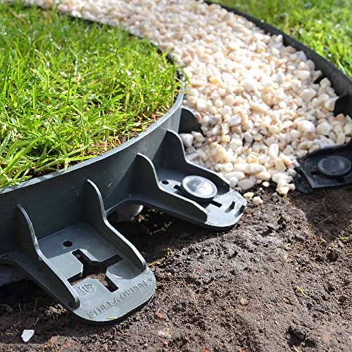 TerraGala Rasenkante / Beeteinfassung 5er Pack (800 x 80 x 45mm hoch) dunkelgrau