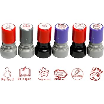 Courage ! Continue Tes Efforts Tampon Encreur Enseignant - Bleu 22mm, Re- éncrable